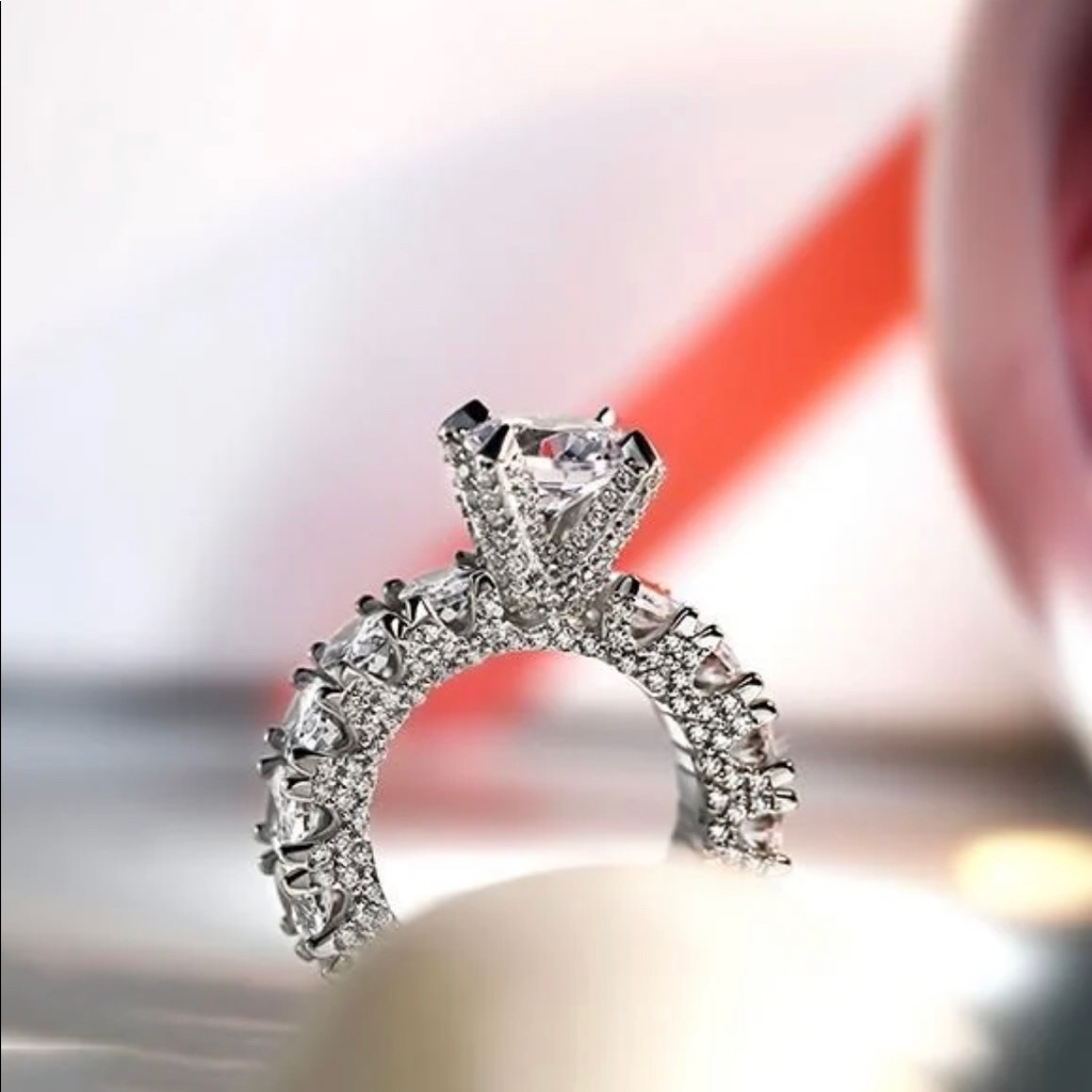 Italo Unique Engagement Ring Silver Ring Eternity Ring 28$